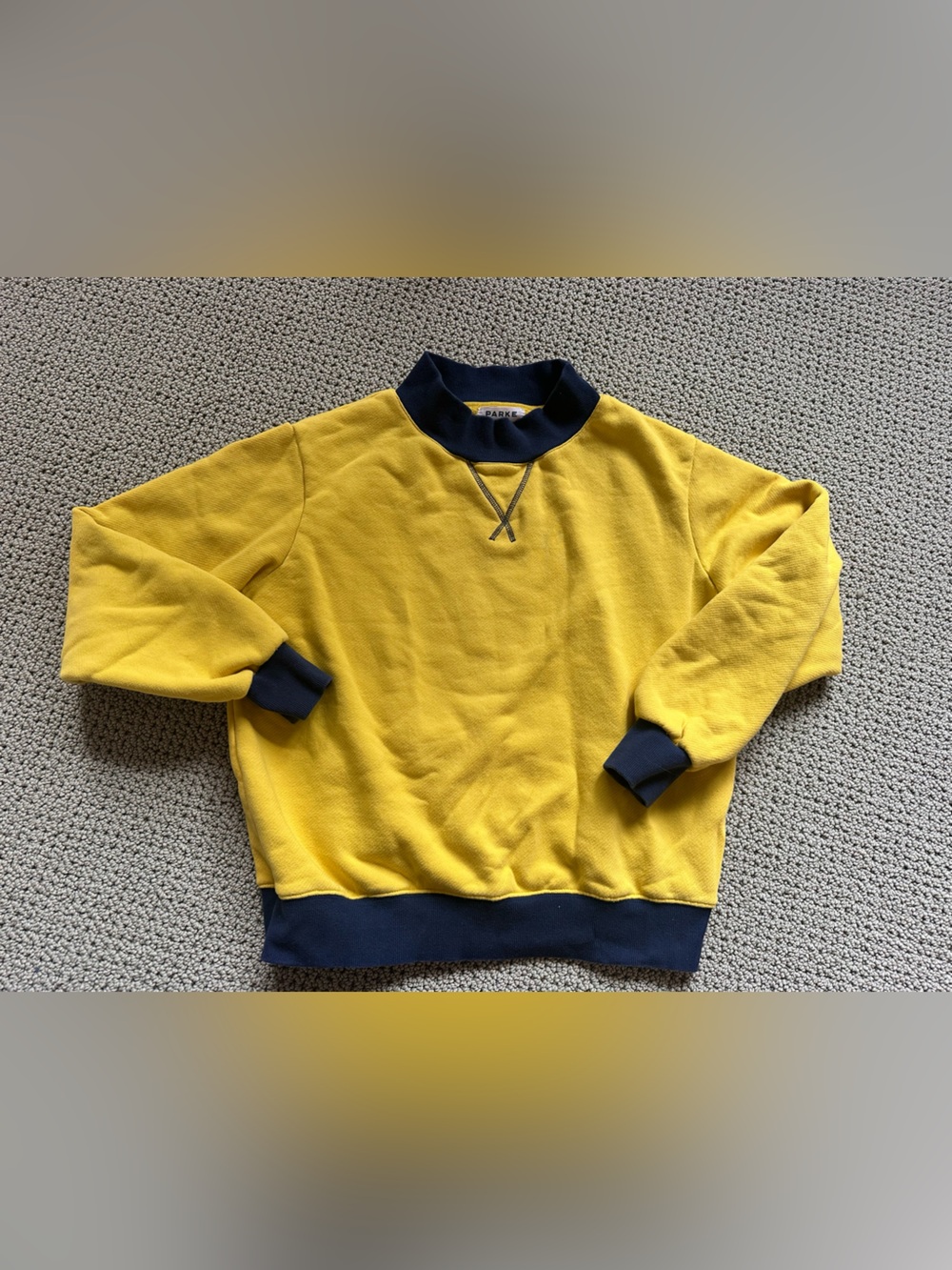 PARKE yellow navy authentic S/M cotton terry sweatshirt